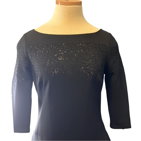 Betsey Johnson Cut Out Pattern Mesh Mini Dress, Black, size 2 - Picture 5 of 16